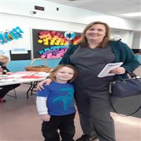 Landon Nemeth with his mother Melissa getting registered for kindergarten